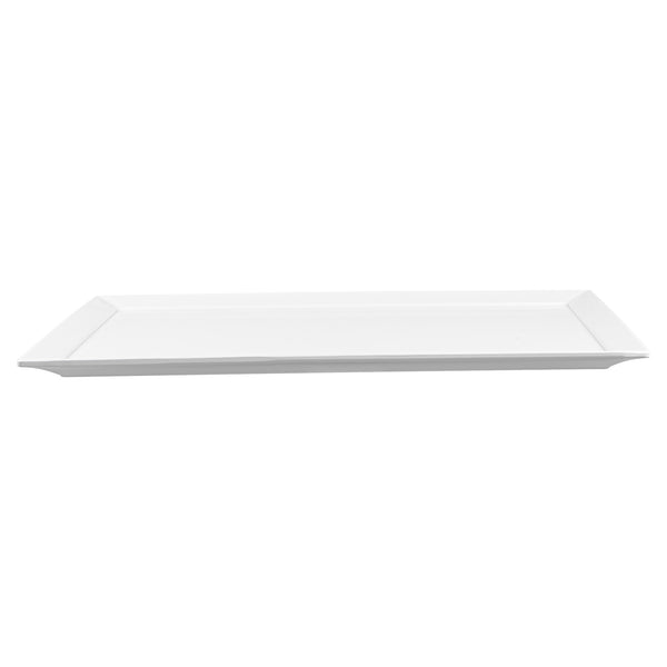 Restaurantware Voga Rectangle White Melamine Extra Large Serving Tray - Classic - 25 1/2" X 17 3/4" X 1" - 1 Count Box