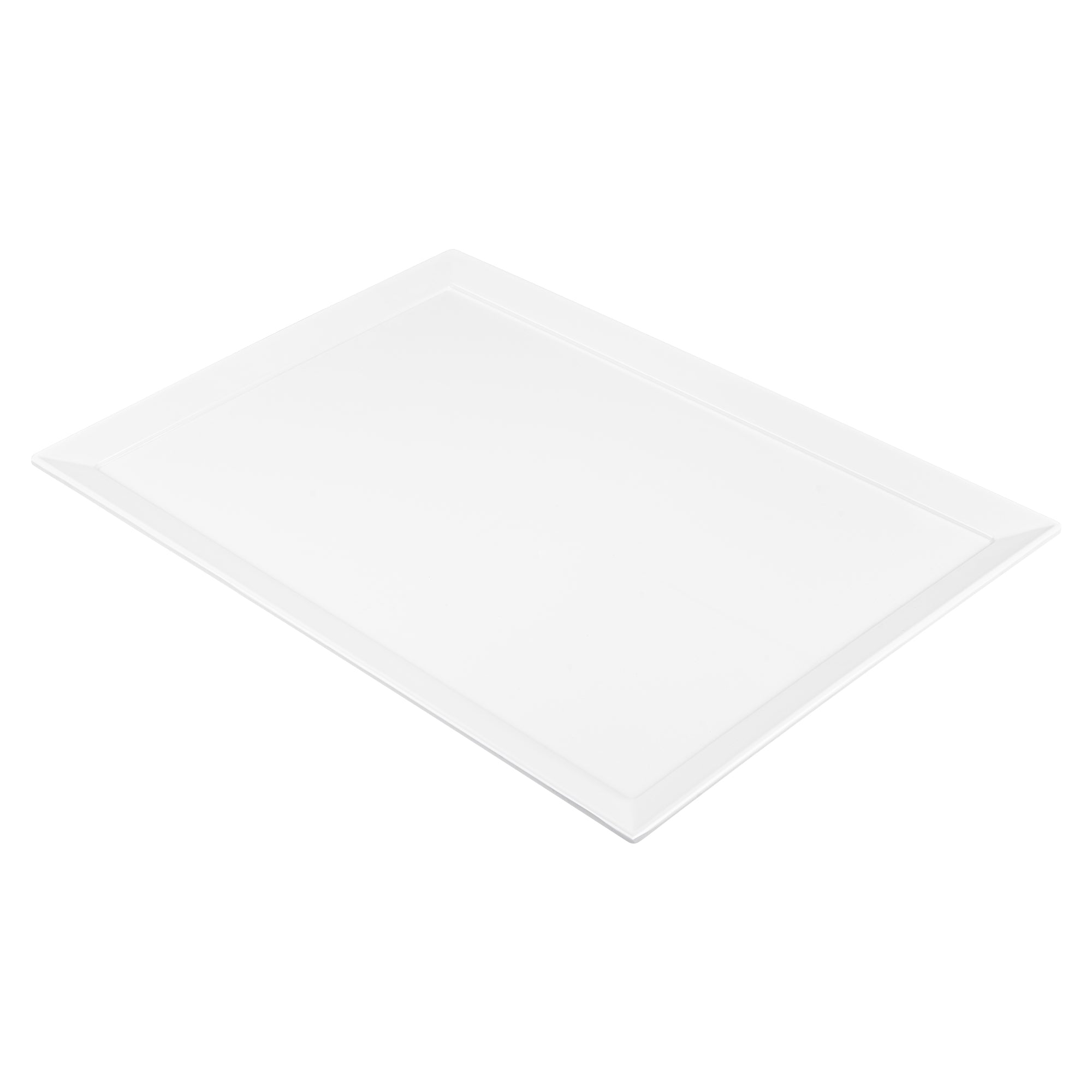 restaurantware Voga Rectangle White Melamine Extra Large Serving Tray - Classic - 25 1/2" x 17 3/4" x 1" - 1 count box