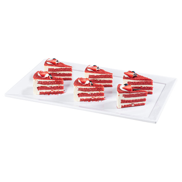 Restaurantware Voga Rectangle White Melamine Large Serving Tray - Classic - 20 3/4" X 12 1/2" X 1" - 1 Count Box