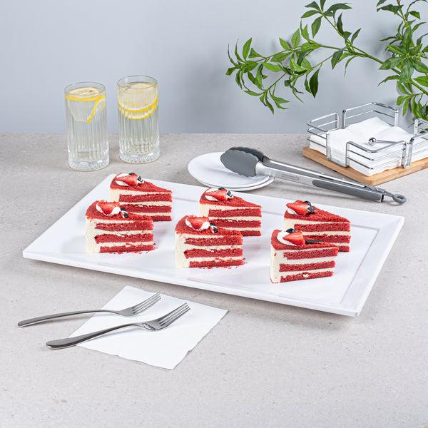 Restaurantware Voga Rectangle White Melamine Large Serving Tray - Classic - 20 3/4" X 12 1/2" X 1" - 1 Count Box
