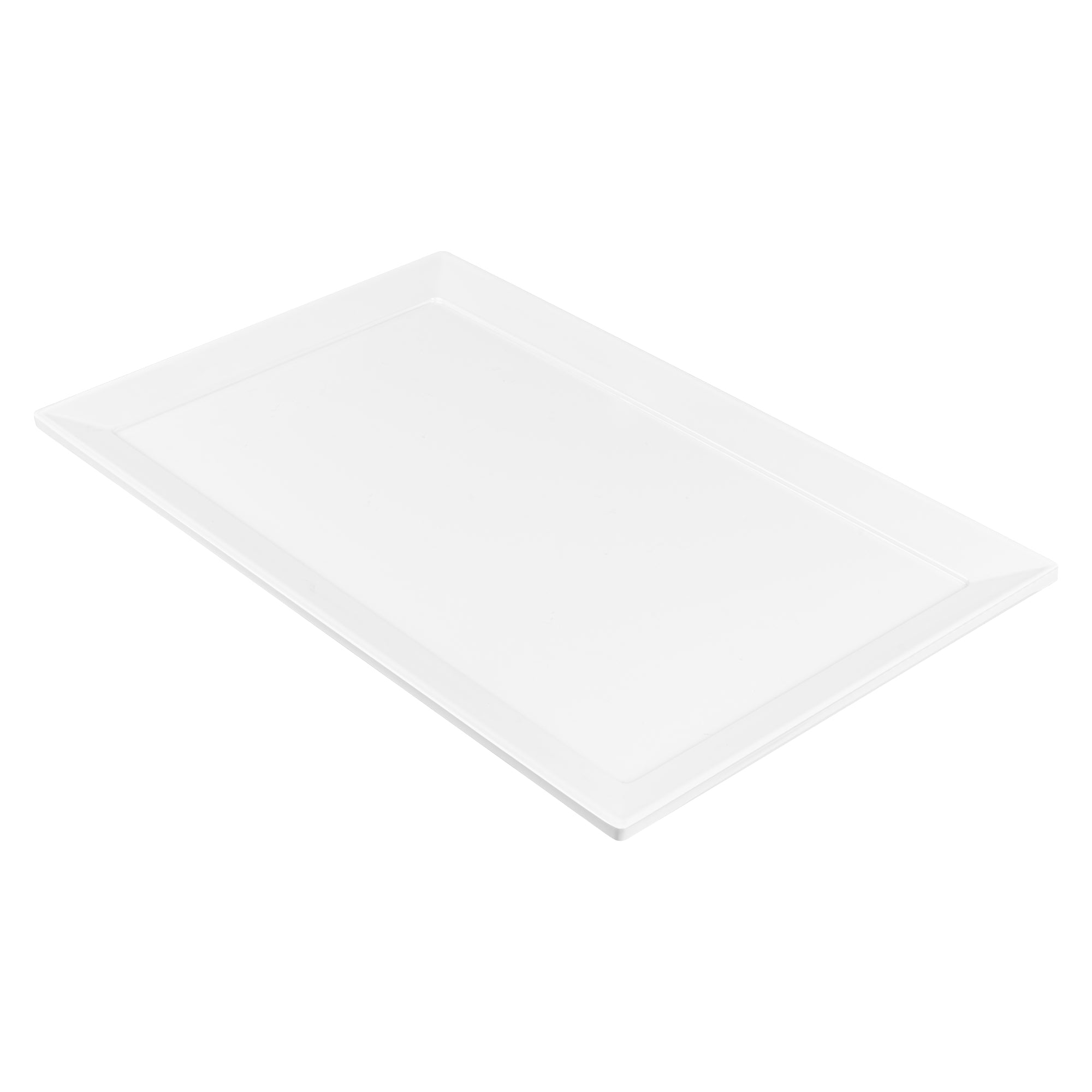 restaurantware Voga Rectangle White Melamine Large Serving Tray - Classic - 20 3/4" x 12 1/2" x 1" - 1 count box