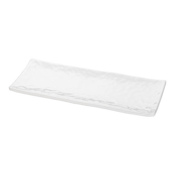 Restaurantware Voga Rectangle White Melamine Plate - Japonais - 10 1/2" X 4 1/2" X 1" - 2 Count Box