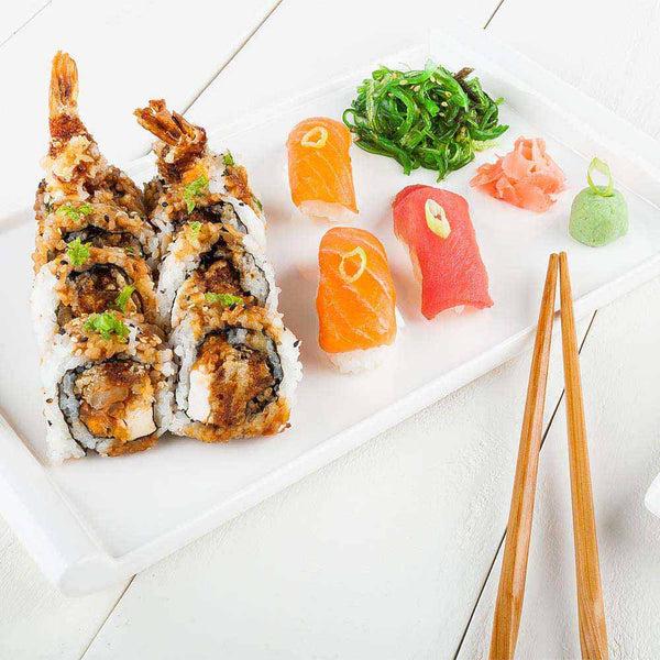 Restaurantware Voga Rectangle White Melamine Small Plate - Japonais - 12" X 7" X 1" - 10 Count Box