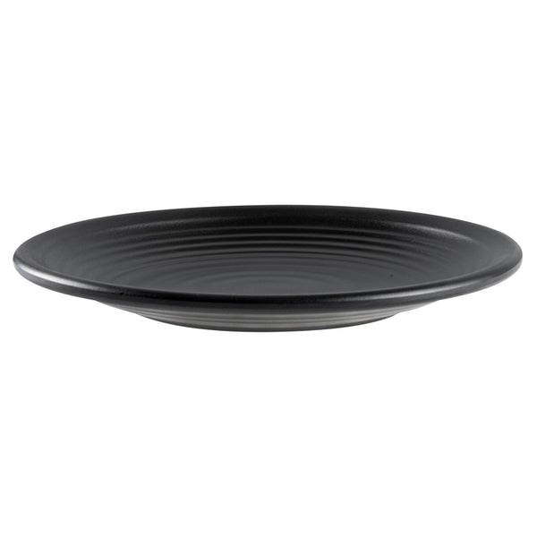 Restaurantware Voga Round Black Melamine Small Plate - Japonais Black Stone - 8" X 8" X 1" - 10 Count Box