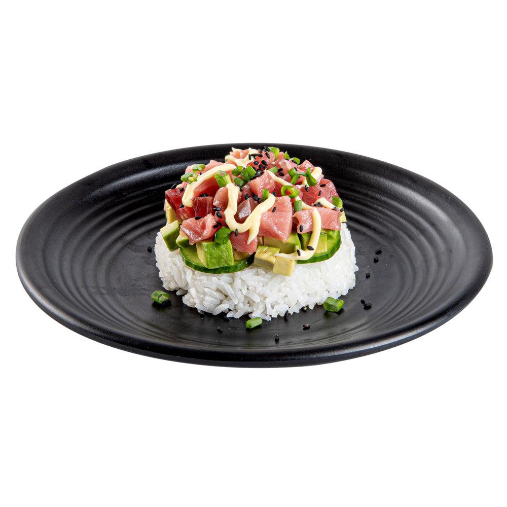restaurantware Voga Round Black Melamine Small Plate - Japonais Black Stone - 8" x 8" x 1" - 10 count box