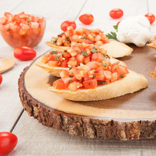 Restaurantware Voga Round Natural Wood Serving Board - Bark Edges - 12" X 12" X 1" - 1 Count Box