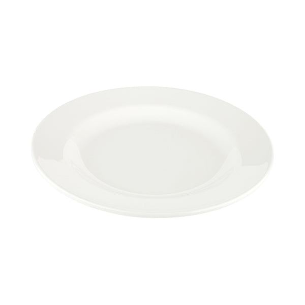 Restaurantware Voga Round White Melamine Large Plate - Classic Rimmed - 10" X 10" X 3/4" - 10 Count Box