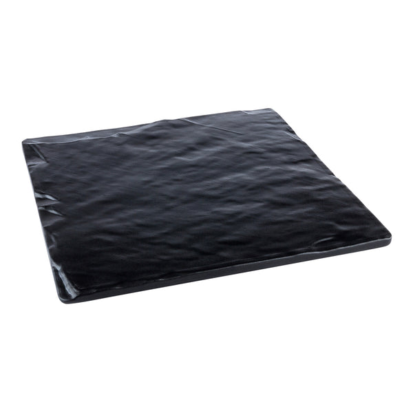 Restaurantware Voga Square Black Melamine Plate - Japonais Slate - 10" X 10" X 3/4" - 4 Count Box