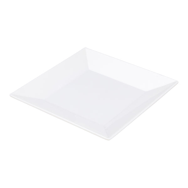 Restaurantware Voga Square White Melamine Medium Plate - Classic - 8" X 8" X 1" - 4 Count Box