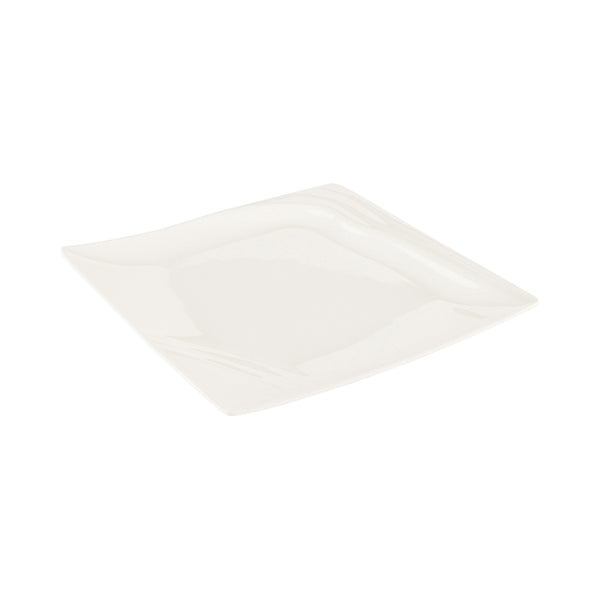 Restaurantware Voga Square White Melamine Medium Plate - Flare - 10" X 10" X 3/4" - 10 Count Box