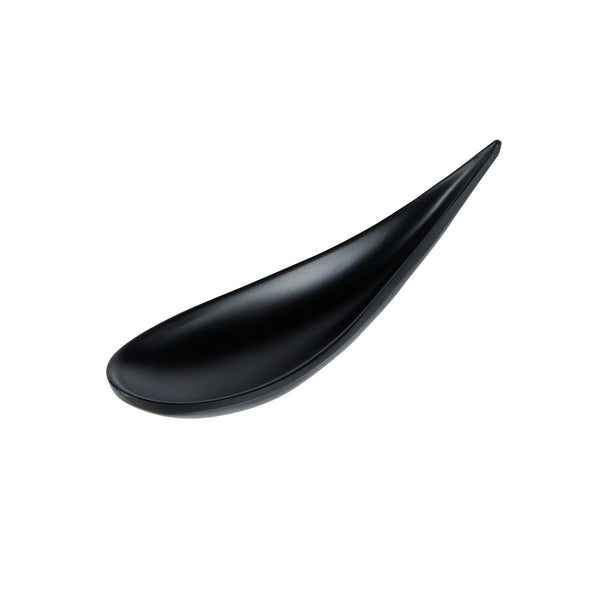 Restaurantware Voga Teardrop Black Melamine Tasting Spoon - Japonais Moderna - 4 1/4" X 1 3/4" X 1 3/4" - 10 Count Box