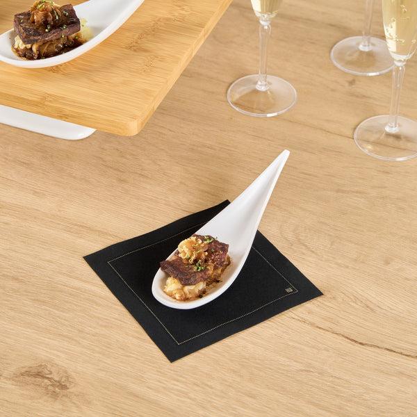 Restaurantware Voga Teardrop White Melamine Tasting Spoon - Japonais Moderna - 4 1/4" X 1 3/4" X 1 3/4" - 10 Count Box