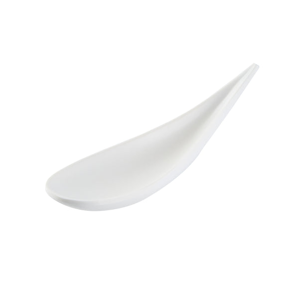 Restaurantware Voga Teardrop White Melamine Tasting Spoon - Japonais Moderna - 4 1/4" X 1 3/4" X 1 3/4" - 10 Count Box