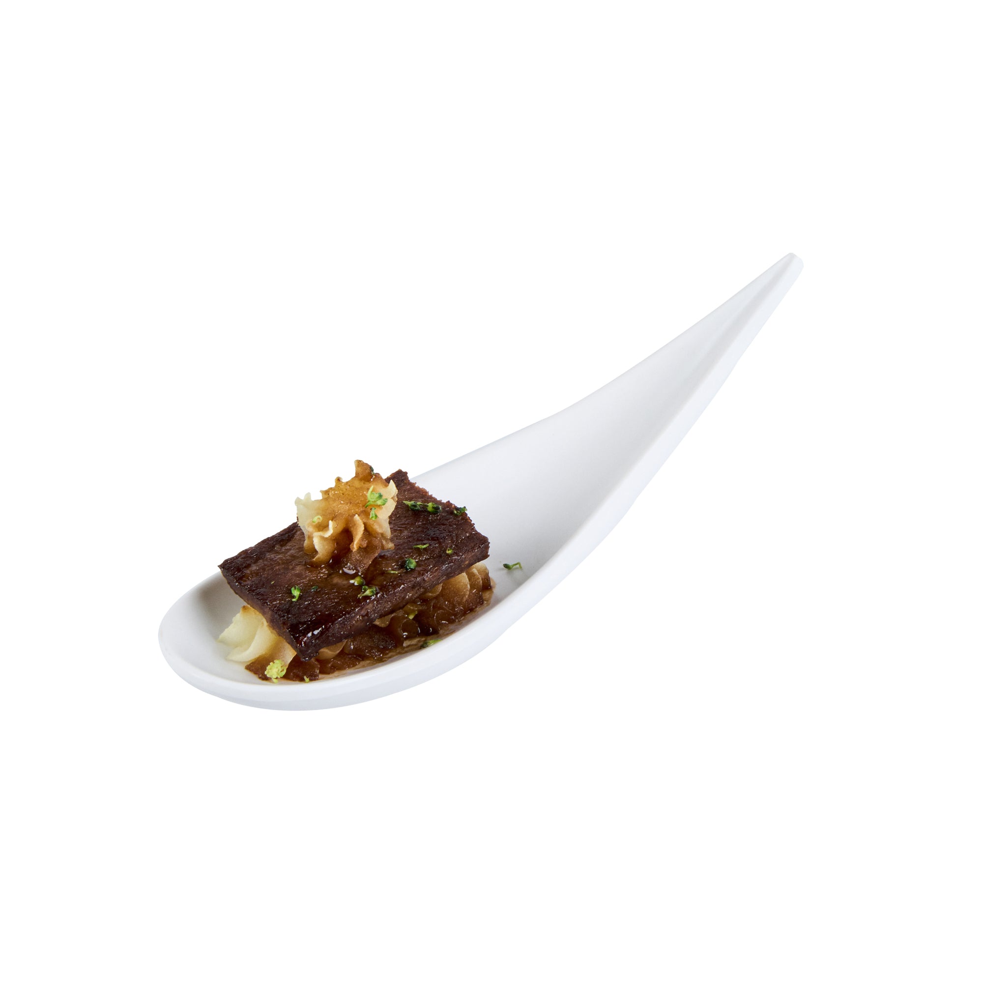 restaurantware Voga Teardrop White Melamine Tasting Spoon - Japonais Moderna - 4 1/4" x 1 3/4" x 1 3/4" - 10 count box