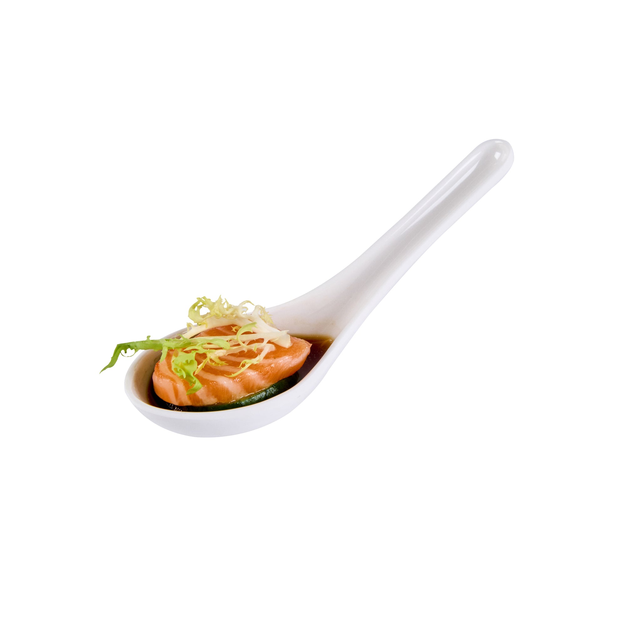 restaurantware Voga White Melamine Asian Soup Spoon - 4 3/4" x 1 1/2" x 1 1/2" - 10 count box