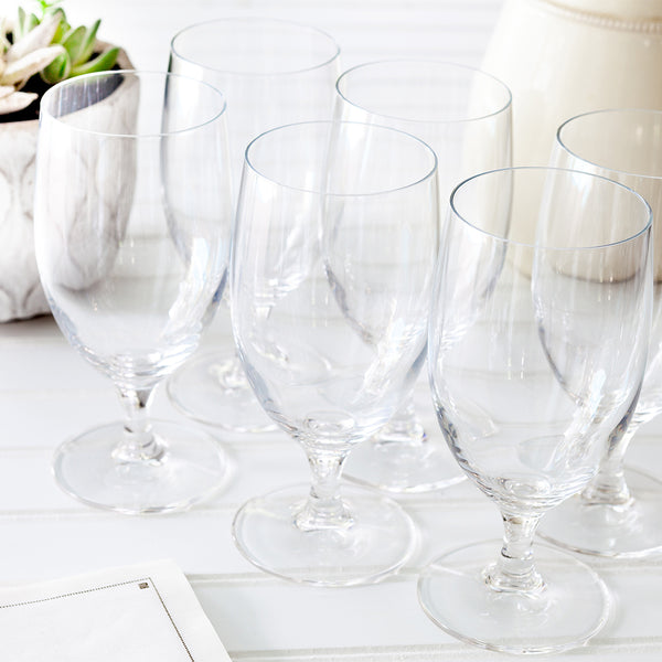 Restaurantware Voglia Nude 14 Oz Water Goblet Glass - Crystal - 3" X 3" X 6 1/2" - 12 Count Box