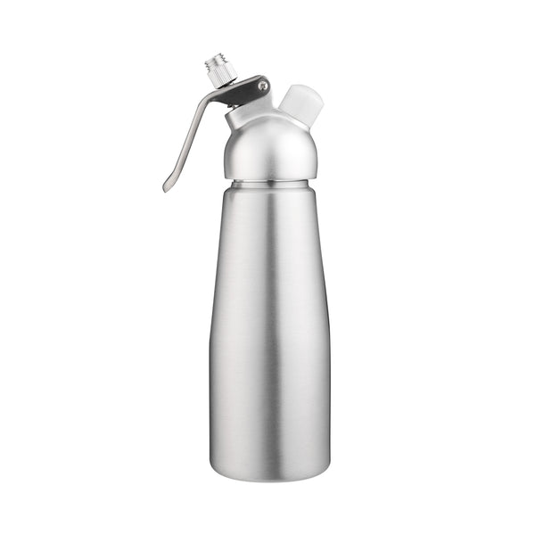 Restaurantware Whip Tek 0.5L Aluminum Whipped Cream Dispenser - With 3 Plastic Decorator Tips - 1 Count Box