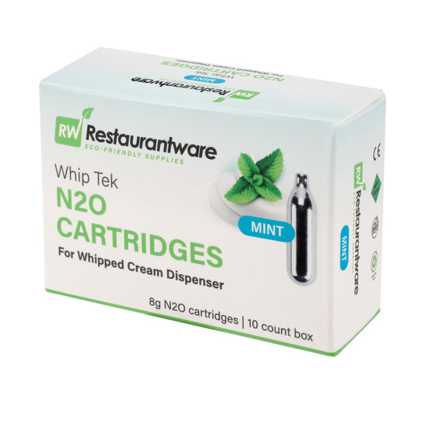 Restaurantware Whip Tek Mint 8g N2O Cartridge - For Whipped Cream Dispenser - 100 Count Box
