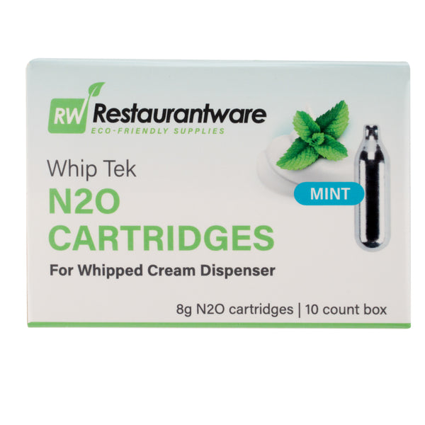 Restaurantware Whip Tek Mint 8g N2O Cartridge - For Whipped Cream Dispenser - 100 Count Box