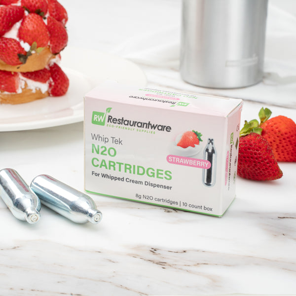 Restaurantware Whip Tek Strawberry 8g N2O Cartridge - For Whipped Cream Dispenser - 100 Count Box