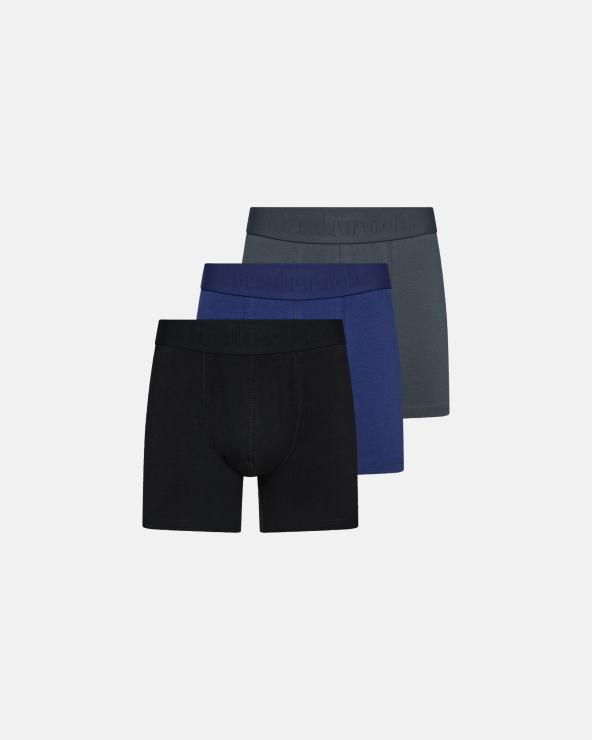 resteröds Boxers "Gunnar" 3-pack | Organic Cotton | Black/Gray/Blue
