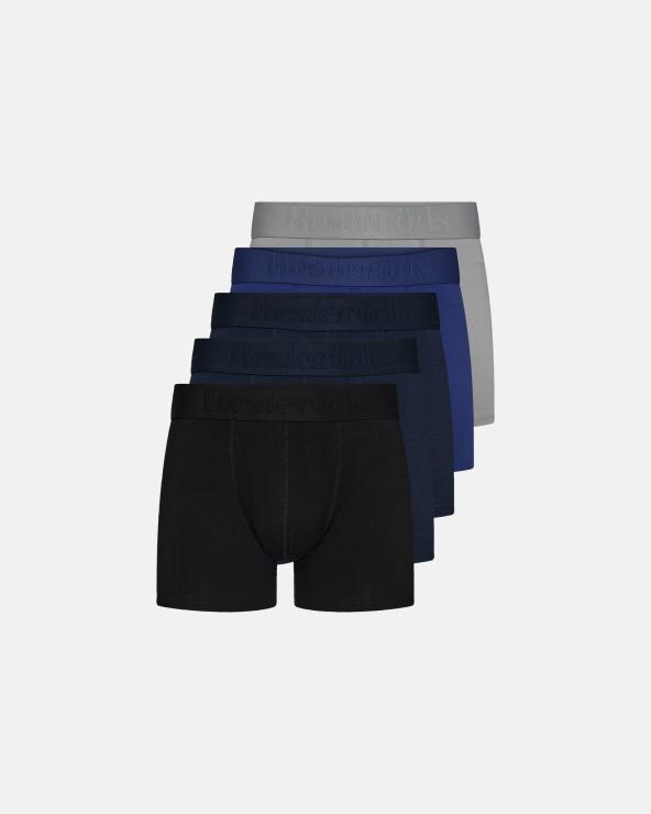 resteröds Boxers "Gunnar" 5-pack | Bamboo Viscose | Black/Blue/Gray