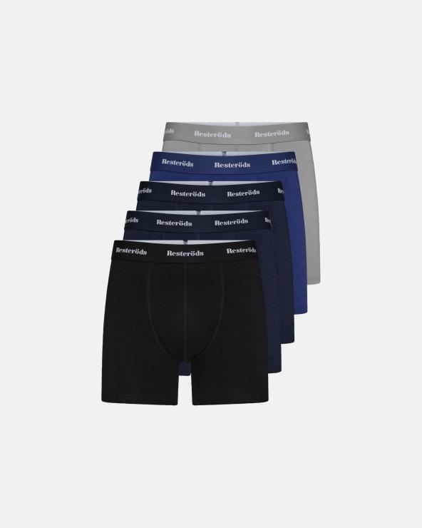 resteröds Boxers 'Kalle' 5-pack | Bamboo Viscose | Black/Navy/Blue