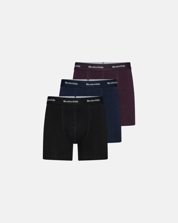 resteröds Extra-long tights 3-pack | Bamboo viscose | Black/blue/red