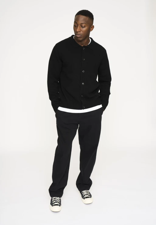 Resteröds Knit Cardigan 'Dean' | Wool | Black