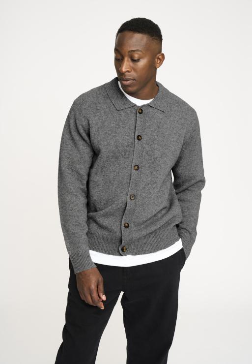 Resteröds Knit Cardigan 'Dean' | Wool | Gray Melange