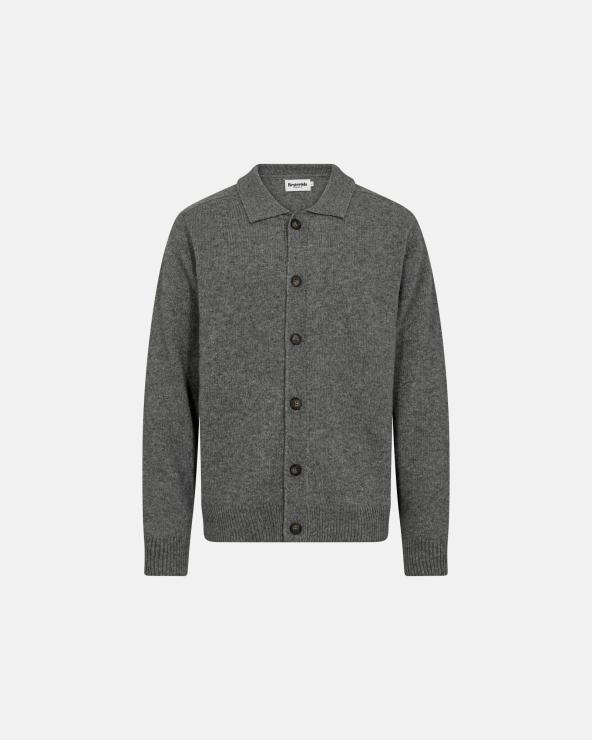 resteröds Knit Cardigan 'Dean' | Wool | Gray Melange