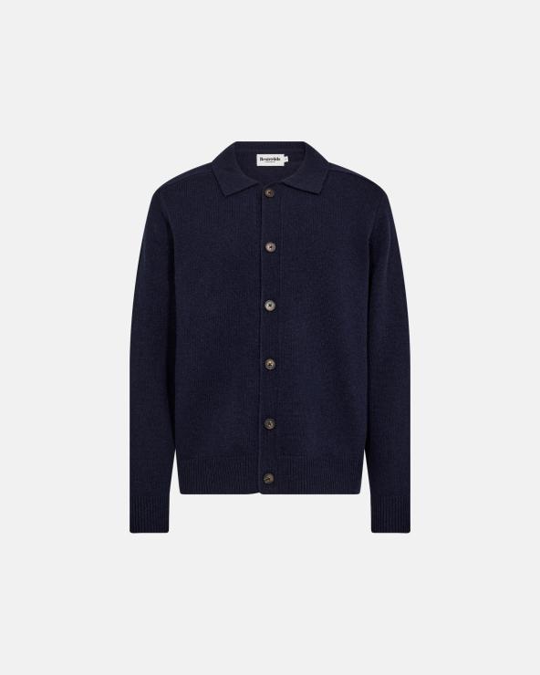 resteröds Knit cardigan 'Dean' | Wool | Navy