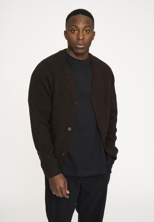 Resteröds Knit Cardigan 'Kyle' | Wool | Brown