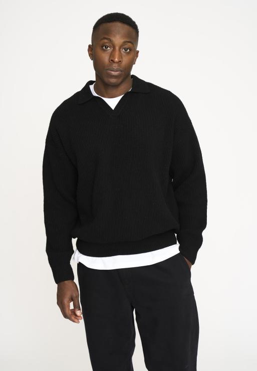 Resteröds Knit Polo "Kane" | Wool | Black