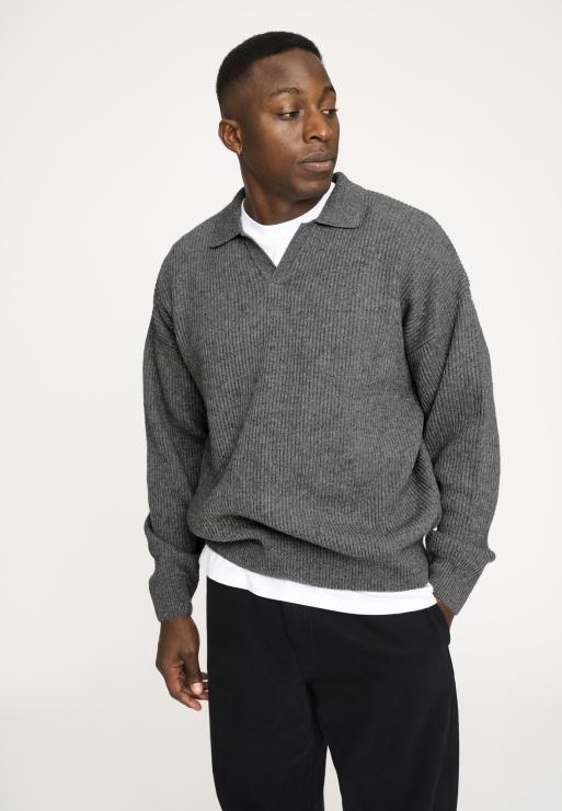Resteröds Knit Polo "Kane" | Wool | Gray