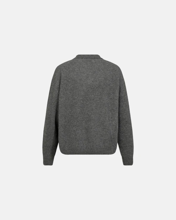 Resteröds Knit Polo "Kane" | Wool | Gray