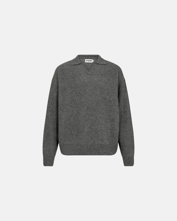 resteröds Knit Polo "Kane" | Wool | Gray