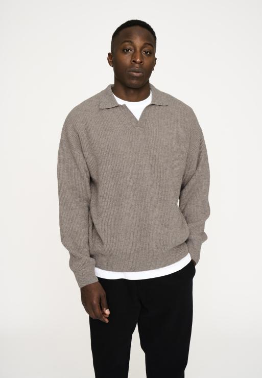 Resteröds Knit Polo "Kane" | Wool | Sand