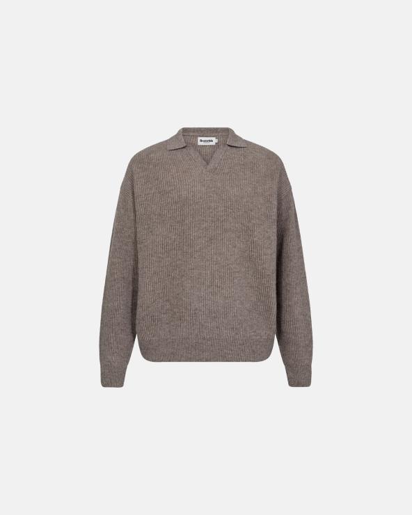 resteröds Knit Polo "Kane" | Wool | Sand