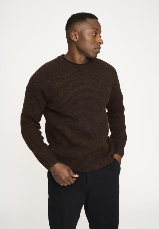 Resteröds Knit Pullover 'Michael' | Wool | Brown