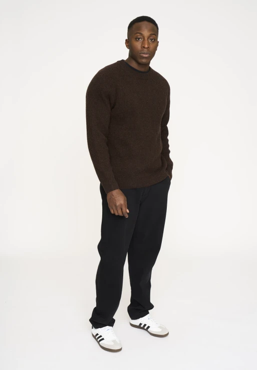 Resteröds Knit Pullover 'Michael' | Wool | Brown