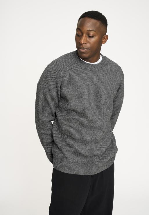 Resteröds Knit Pullover 'Michael' | Wool | Gray Melange