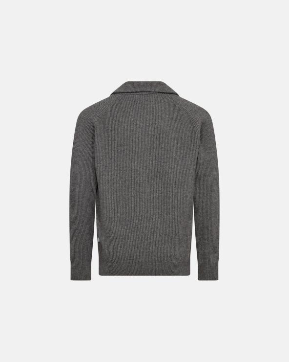 Resteröds Knit Sweater With Zipper 'Liam' | Wool | Grey