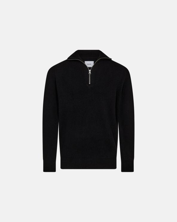 resteröds Knit with zip 'Liam' | Wool | Black