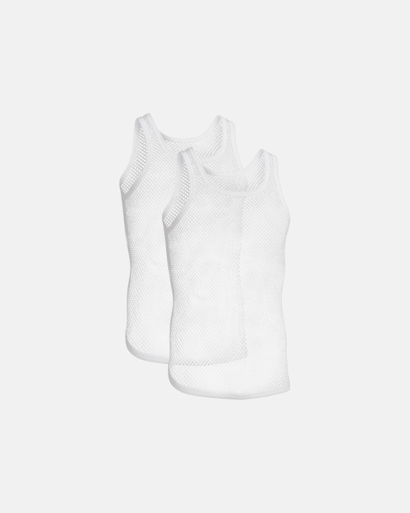resteröds Net Singlet Organic Cotton 2-pack | White