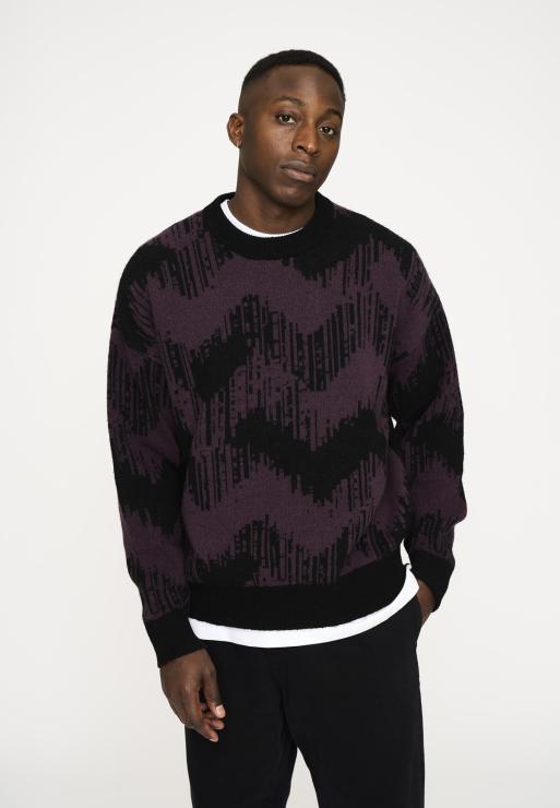 Resteröds Pullover "Mick" | Wool | Black/Purple