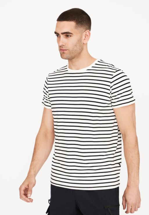 Resteröds R-neck Tee Bamboo | Black Striped
