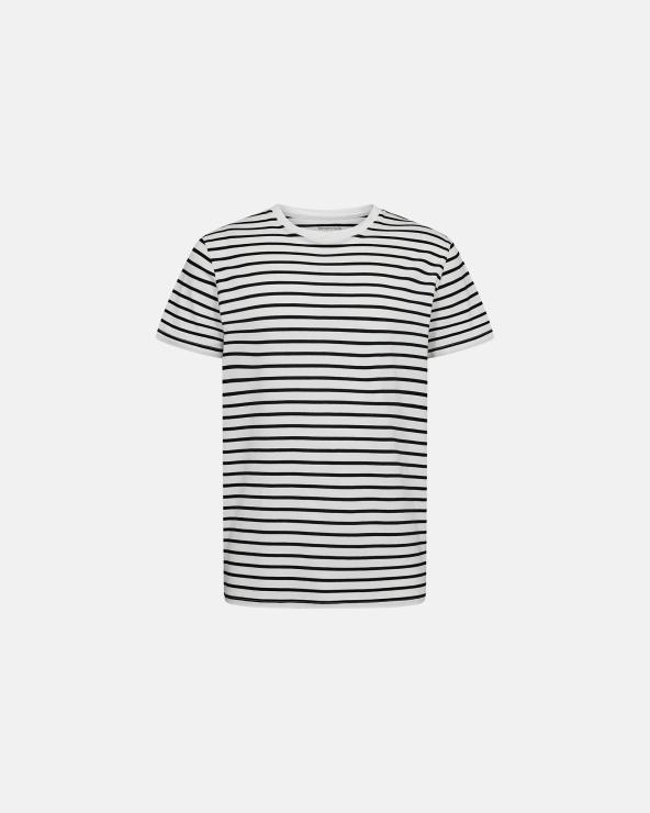 resteröds R-neck Tee Bamboo | Black striped