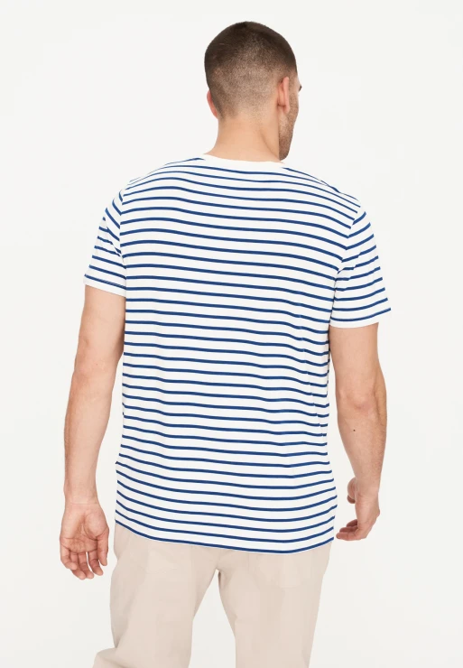 Resteröds R-neck Tee Bamboo | Blue Striped