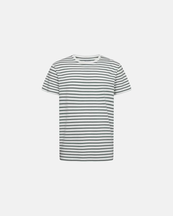 resteröds R-neck Tee Bamboo | Green striped